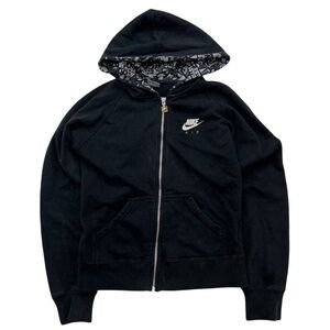 Nike Women's Black Full-Zip Hoodie with printed Hood, Sz XL